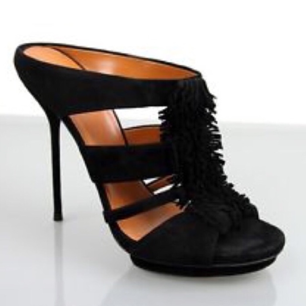 Gucci Black Fringe Heels